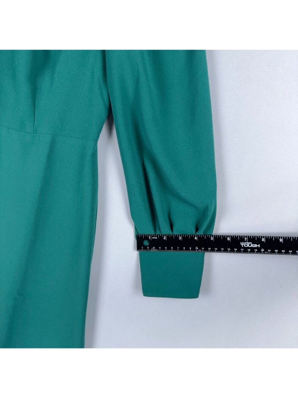 J.Crew Dress Size 4 Sheath Green Midi Long Sleeve Cuffed Button Sleeves Back Zip - Picture 13 of 14